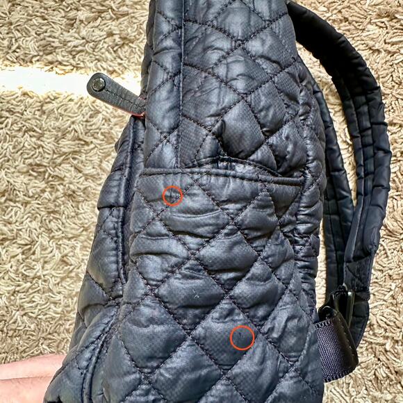 MZ Wallace Black Camouflage Mini Quilted Backpack Puffer Size M - Picture 16 of 16